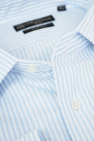 Flax Blend Shirt with Awning Stripes Pattern