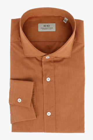 CC COLLECTION Solid Color Spread Collar Shirt