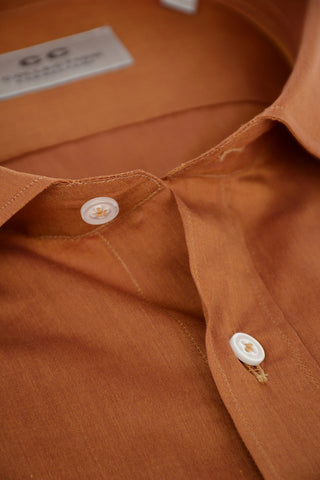 CC COLLECTION Solid Color Spread Collar Shirt