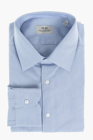 CC COLLECTION Camicia in Motivo Basket Weave con Collo Francese