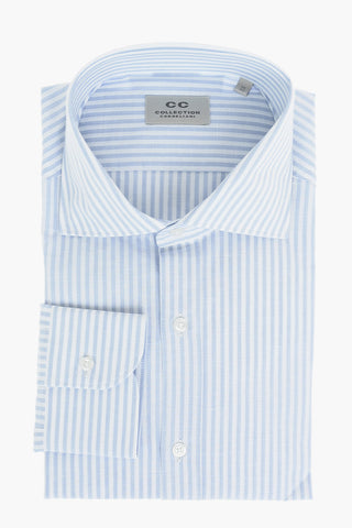 CC COLLECTION Cotton Flax Shirt with Awning Stripes