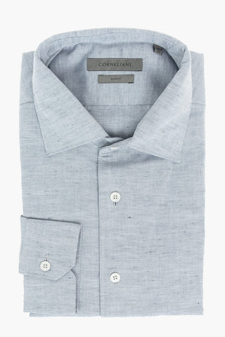 Cotton Flax Shirt with Spread Collar