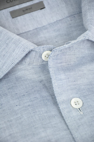 Cotton Flax Shirt with Spread Collar