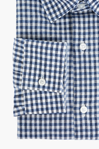 CC COLLECTION Flax Blend Shirt with Gingham Check Pattern