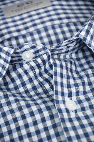 CC COLLECTION Flax Blend Shirt with Gingham Check Pattern
