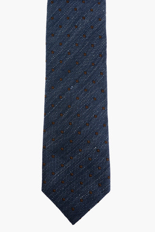 CC COLLECTION Cravatta in Seta e Lino con Motivo a Pois