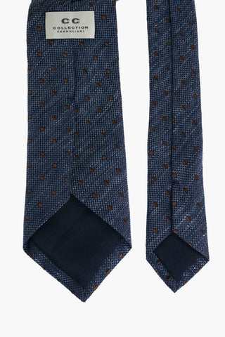 CC COLLECTION Cravatta in Seta e Lino con Motivo a Pois