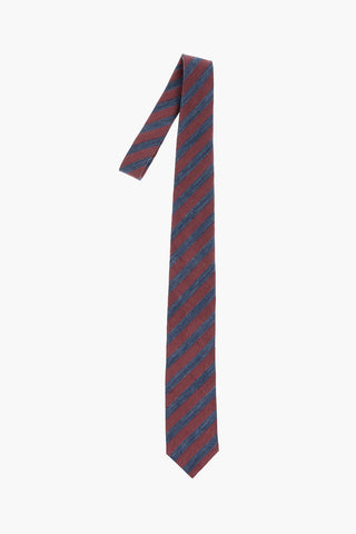 CC COLLECTION Flax Silk Tie with Regimental Stripes