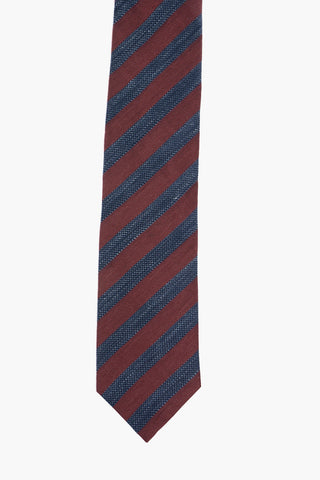 CC COLLECTION Flax Silk Tie with Regimental Stripes
