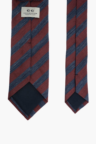 CC COLLECTION Flax Silk Tie with Regimental Stripes