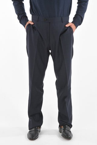 Virgin Wool MANTUA Slack Pants with Windowpane Check Pattern