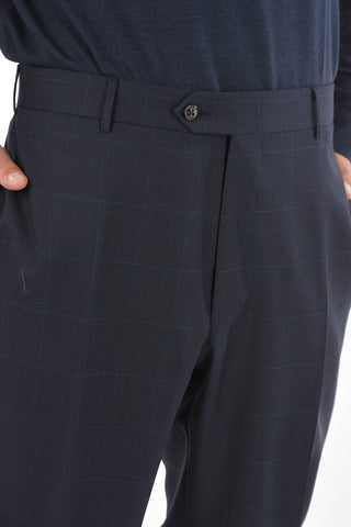 Virgin Wool MANTUA Slack Pants with Windowpane Check Pattern