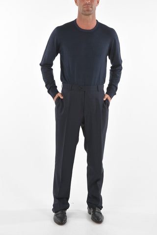 Virgin Wool MANTUA Slack Pants with Windowpane Check Pattern