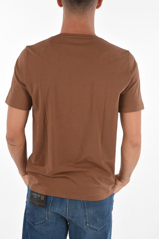 Crew Neck Embroidered Logo Cotton Blend T-Shirt