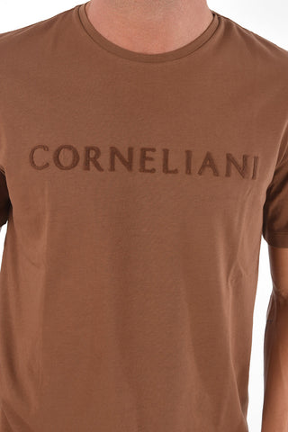 Crew Neck Embroidered Logo Cotton Blend T-Shirt