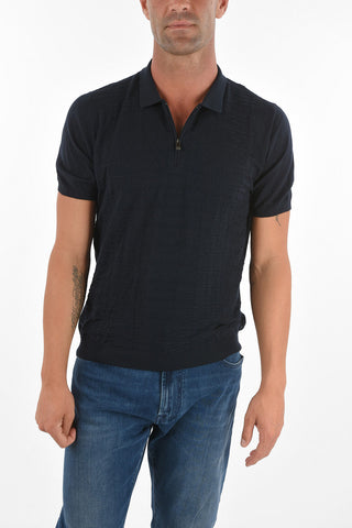 Short-sleeved Polo Neck Silk Blend Sweater