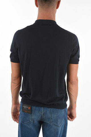 Short-sleeved Polo Neck Silk Blend Sweater