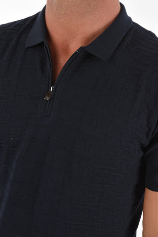 Short-sleeved Polo Neck Silk Blend Sweater