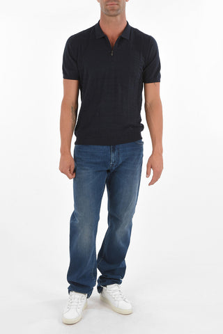 Short-sleeved Polo Neck Silk Blend Sweater