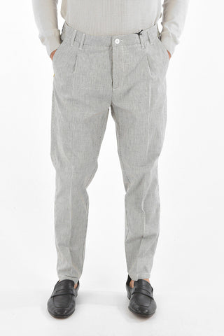 CC COLLECTION Flax Blend Chino Pants with Single Pleat