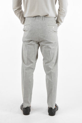 CC COLLECTION Flax Blend Chino Pants with Single Pleat