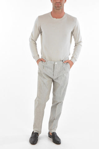 CC COLLECTION Flax Blend Chino Pants with Single Pleat