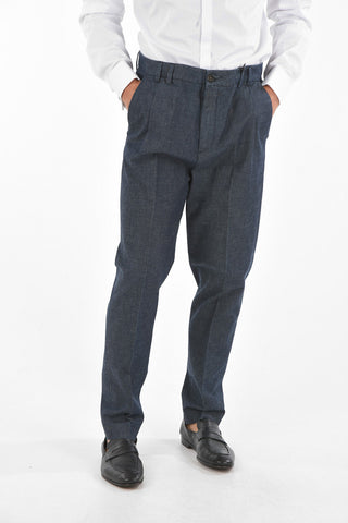 CC COLLECTION Flax Blend Chino Pants with Single Pleat