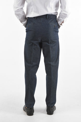 CC COLLECTION Flax Blend Chino Pants with Single Pleat