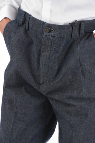 CC COLLECTION Flax Blend Chino Pants with Single Pleat