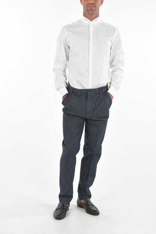 CC COLLECTION Flax Blend Chino Pants with Single Pleat
