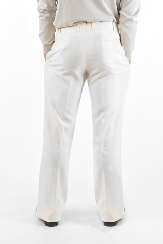Linen Silk LEADER Chino Pants with Double Pleat