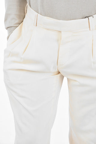 Linen Silk LEADER Chino Pants with Double Pleat