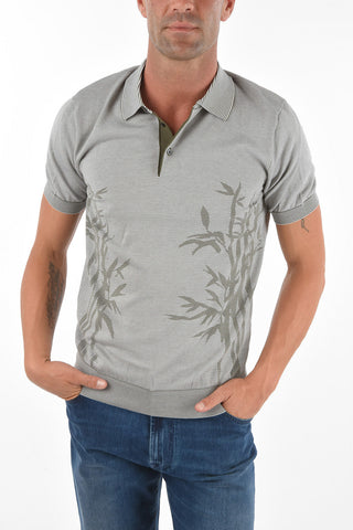 Plant Motif ZERO F. Striped Polo