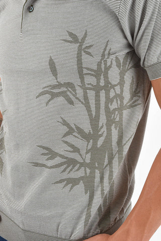 Plant Motif ZERO F. Striped Polo