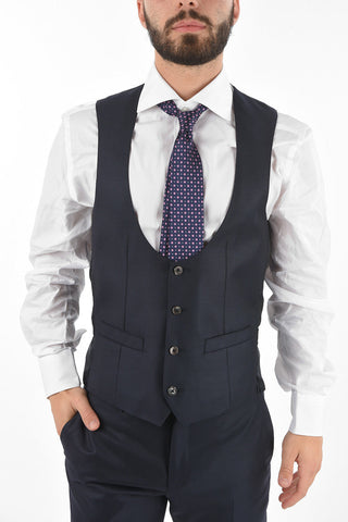 mini check virgin wool CERIM.ACADEMY 3 piece waistcoat suit