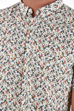 CC COLLECTION Kurzarmhemd mit Button-Down-Kragen und Blumenmuster