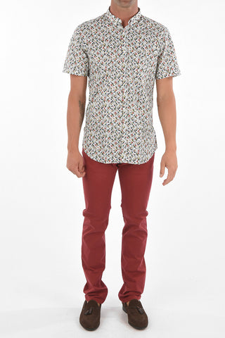 CC COLLECTION Kurzarmhemd mit Button-Down-Kragen und Blumenmuster