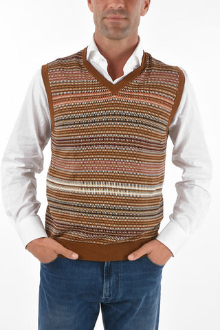 Geometric Patterned Silk Blend Vest