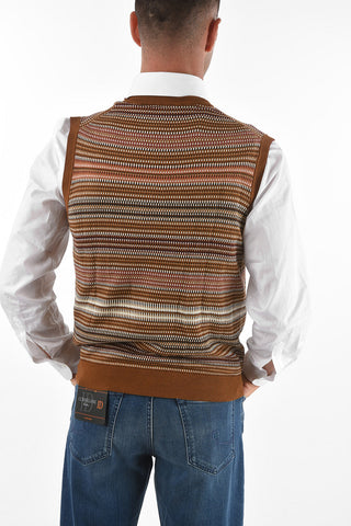 Geometric Patterned Silk Blend Vest