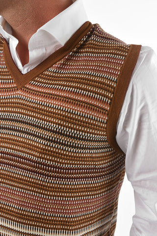 Geometric Patterned Silk Blend Vest