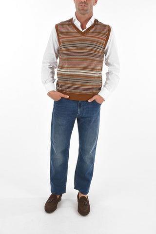 Geometric Patterned Silk Blend Vest