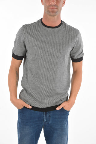 CC COLLECTION Short-sleeved Houndstooth Motif Sweater
