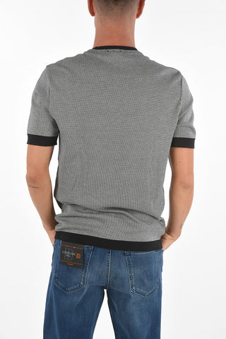 CC COLLECTION Short-sleeved Houndstooth Motif Sweater