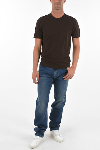 Crew Neck Short-sleeved Cotton Sweater