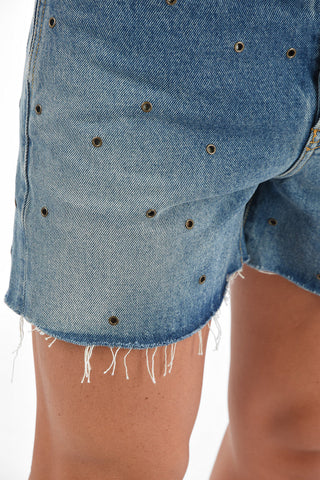 Studded Vintage Denim Shorts