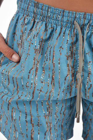 Microfiber Swim Short with Chain Print