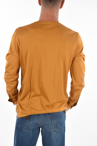Crew Neck Long-sleeved Silk Blend T-Shirt