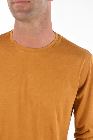 Crew Neck Long-sleeved Silk Blend T-Shirt