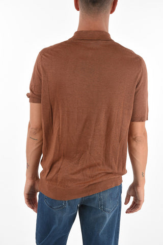 Polo Neck Short-sleeved Flax Sweater