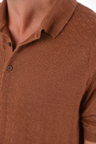 Polo Neck Short-sleeved Flax Sweater